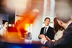 a team having a meeting in a boardroom