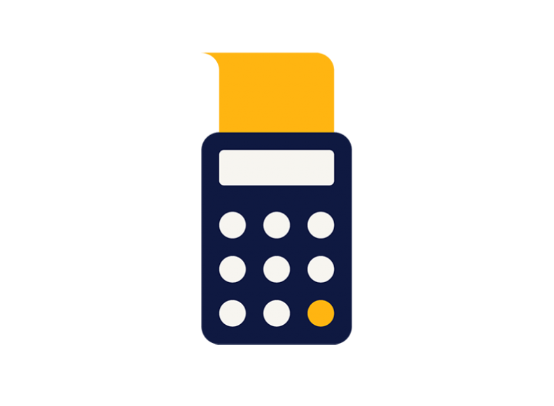 An illustration of a calculator with receipt 